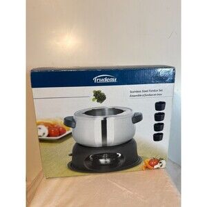 Vtg Trudeau 15 Piece Stainless Stainless Steel Fondue Set New In Open Box